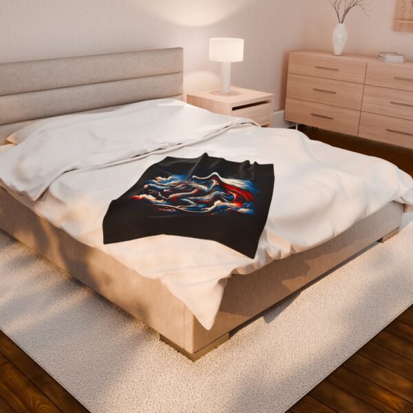 Red White and Blue Dragon Design Velveteen Plush Blanket - Cozy and Stylish Home Decor - Image 12