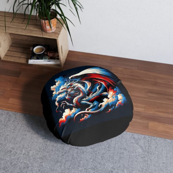 Cool Dragon Design Tufted Floor Pillow, Round Cushion, Home Decor, Bohemian Style, Meditation Accessory, Gift for Dragon Lovers - Image 4
