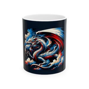 Red White Blue Dragon Ceramic Mug, (11oz, 15oz)