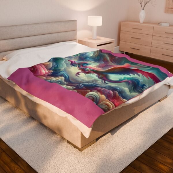 Pink Dragon Velveteen Plush Blanket - Image 8