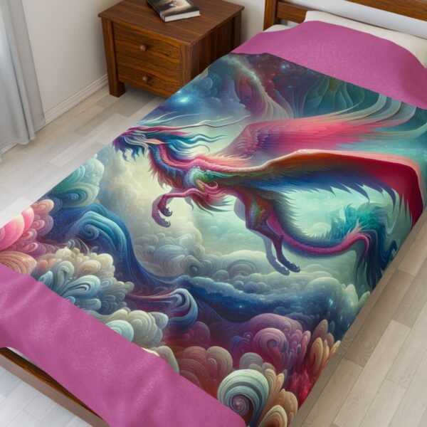 Pink Dragon Velveteen Plush Blanket - Image 7