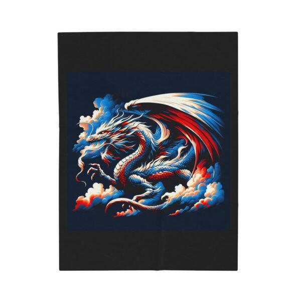 Red White and Blue Dragon Design Velveteen Plush Blanket - Cozy and Stylish Home Decor - Image 9