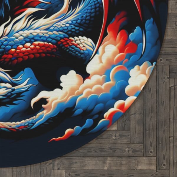 Majestic Dragon Round Rug, Fantasy Home Decor, Living Room Accent, Unique Gift for Dragon Lovers, Bohemian Floor Mat - Image 5