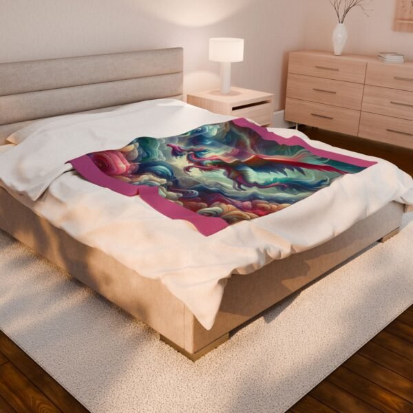 Pink Dragon Velveteen Plush Blanket - Image 4