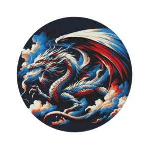 Majestic Dragon Round Rug, Fantasy Home Decor, Living Room Accent, Unique Gift for Dragon Lovers, Bohemian Floor Mat