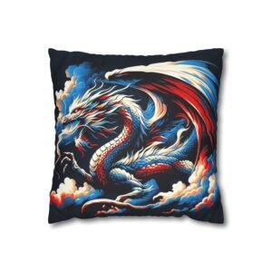 Dragon Artwork Faux Suede Pillowcase | Decorative Cushion Cover, Home Decor, Gift for Fantasy Lovers, Cozy Living Room Accent