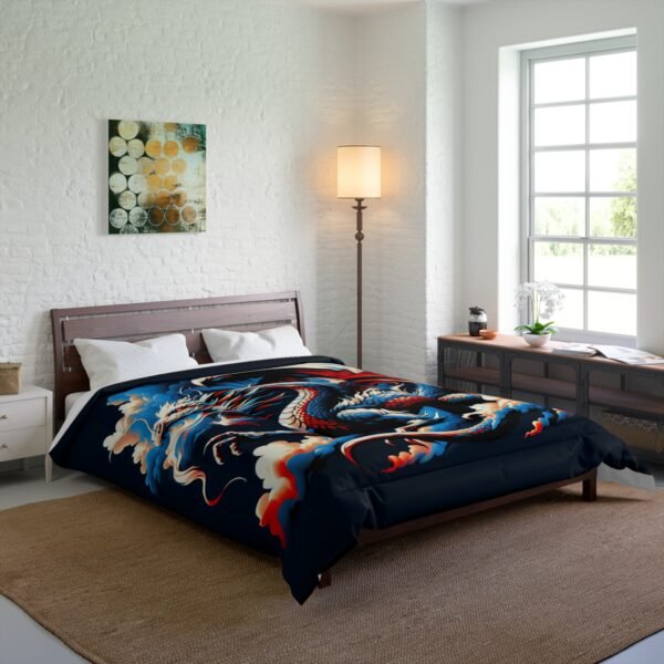 Dragon-Inspired Comforter, Gothic Home Decor, Fantasy Bedding, Cozy Bedroom Essential, Gift for Fantasy Lovers, Unique Dragon Comforter - Image 4