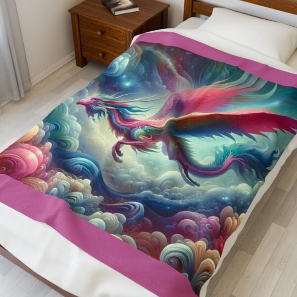 Pink Dragon Velveteen Plush Blanket - Image 3