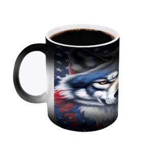 Color Changing Mug (11oz) (Made in USA Red White Blue Wolf