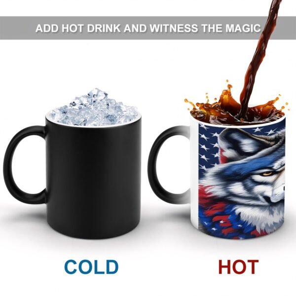 Color Changing Mug (11oz) (Made in USA Red White Blue Wolf - Image 5