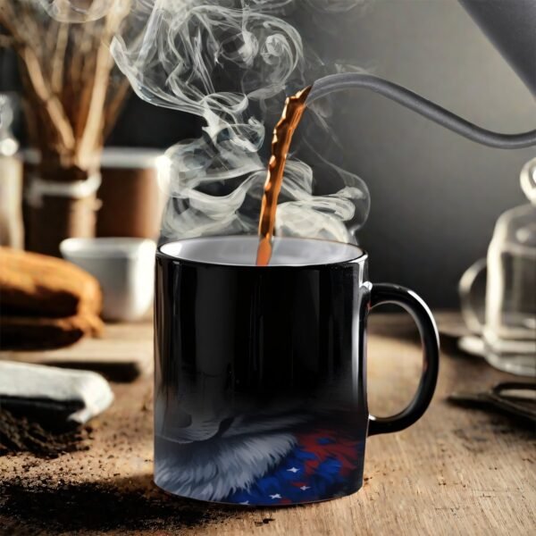 Color Changing Mug (11oz) (Made in USA Red White Blue Wolf - Image 4