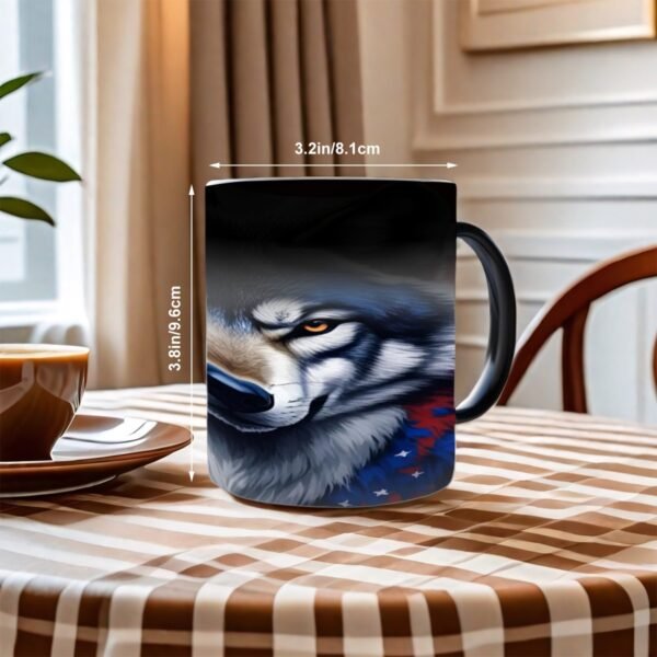Color Changing Mug (11oz) (Made in USA Red White Blue Wolf - Image 2