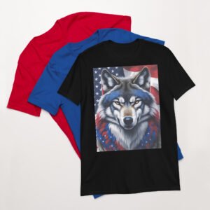 Short-Sleeve Unisex T-Shirt Red White Blue Wolf