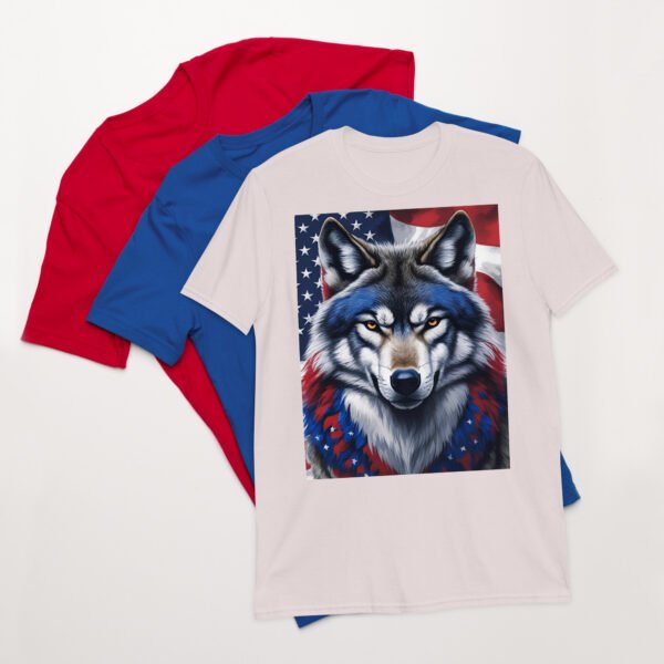 Short-Sleeve Unisex T-Shirt Red White Blue Wolf - Image 27
