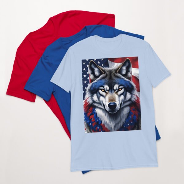 Short-Sleeve Unisex T-Shirt Red White Blue Wolf - Image 23
