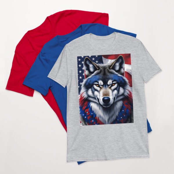 Short-Sleeve Unisex T-Shirt Red White Blue Wolf - Image 25