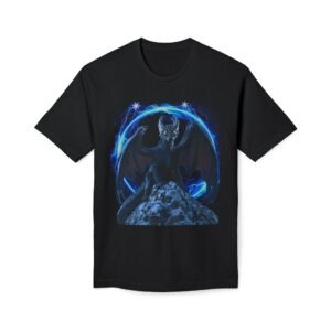 Dragon Night T-Shirt — Dark Dragon Silhouette on Moonlit Peak