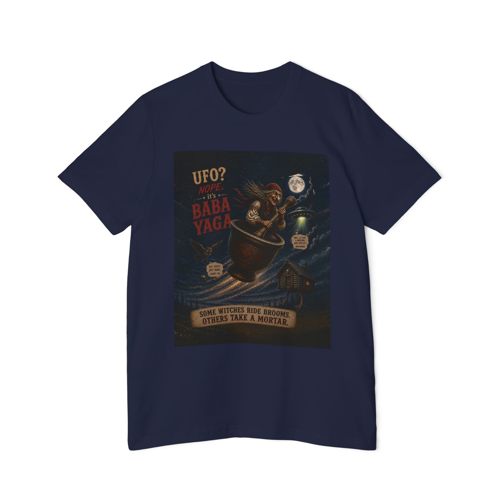 Baba Yaga UFO T-Shirt — Retro Witch Poster Graphic Tee - Image 10