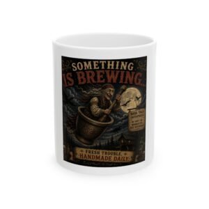 Funny Baba Yaga Ceramic Coffee Mug – Something Is Brewing | Fresh Trouble Handmade Daily