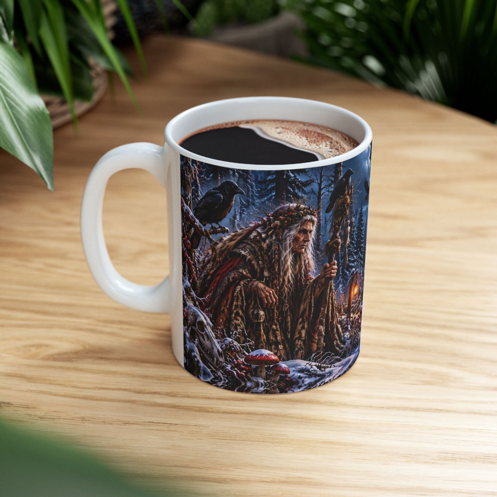 Baba Yaga Ceramic Mug – Slavic Folklore Witch & Enchanted Forest (11 oz, 15 oz)
